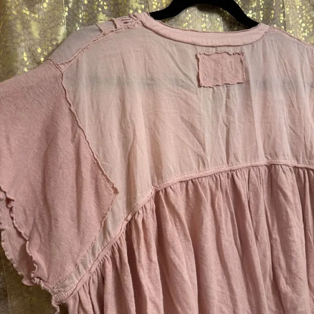 Free People We The Free Blush Pink Sophia Button Down Blouse Small NWOT